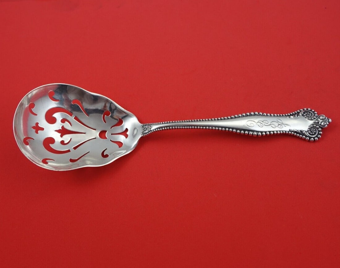 Mount Vernon Twentieth Century Sterling Silver Slotted Ice Spoon 8.75": Mount Vernon Twentieth Century Sterling Silver Slotted Ice Spoon 8.75" This exquisite slotted ice spoon features the Twentieth Century pattern by Mount Vernon, crafted from high-quality sterling silve