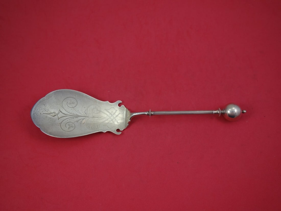 George Sharp 11 Inch Sterling Silver Fish Server Ball End Monogrammed (1 of 3)