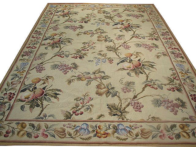 6' x 9'3" Ivory Double Knot Needlepoint Area Rug Handmade in China (1 of 6)