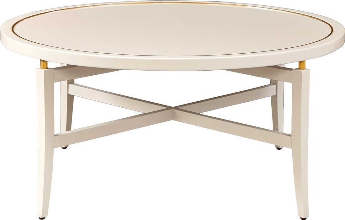 Port Eliot Round Hand-Painted Cocktail Table with Gold Leaf Connectors (1 of 1)