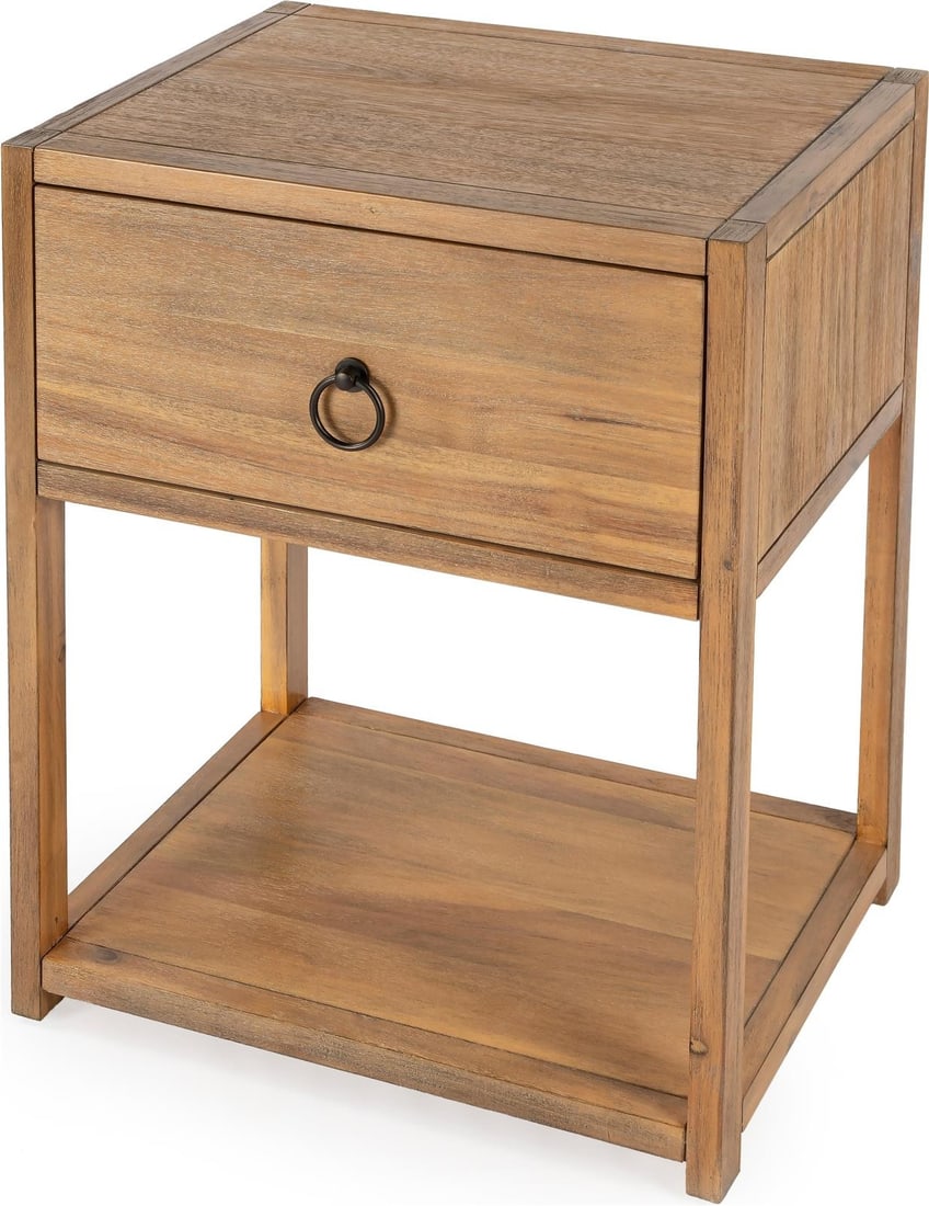 Butler Transitional Square End Table Natural Mango Brown: Butler Transitional Square End Table Natural Mango Brown Enhance your living space with the Butler Lark Transitional Square End Table, designed to blend seamlessly with various decor styles. This stur