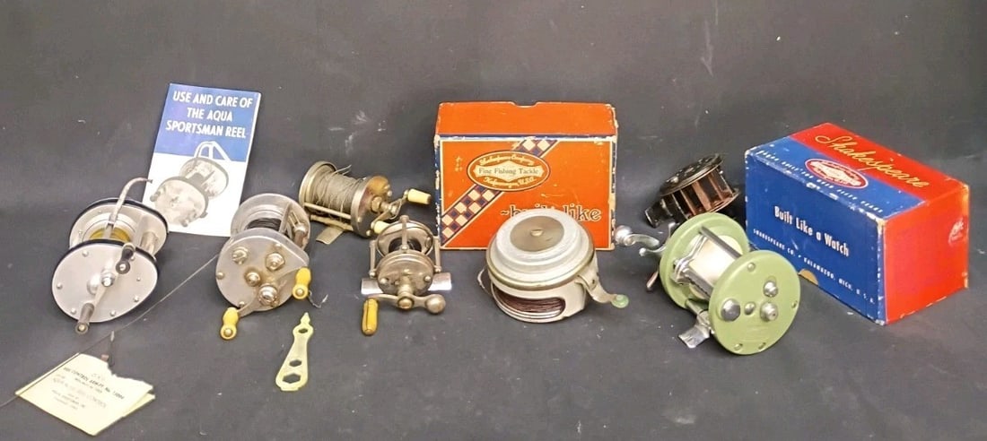 Lot of 7 vintage fishing reels Pflueger Supreme Shakespeare Aqua Sportsman (1 of 12)