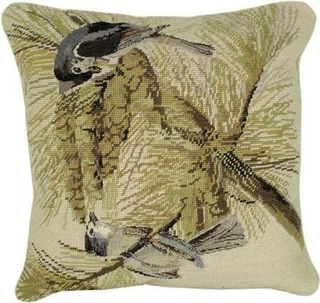 Hand-Made Nature-Inspired Tufted Titmouse Pillow 18x18 (1 of 1)