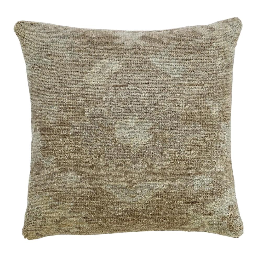 Modern Floral Throw Pillow in Golden and Coffee Wool (1 of 4)