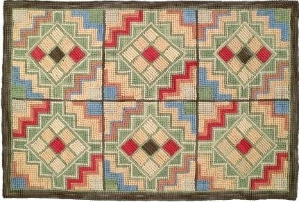 Vintage Style Multi-Color Hooked Rug 2x3 American Design (1 of 1)