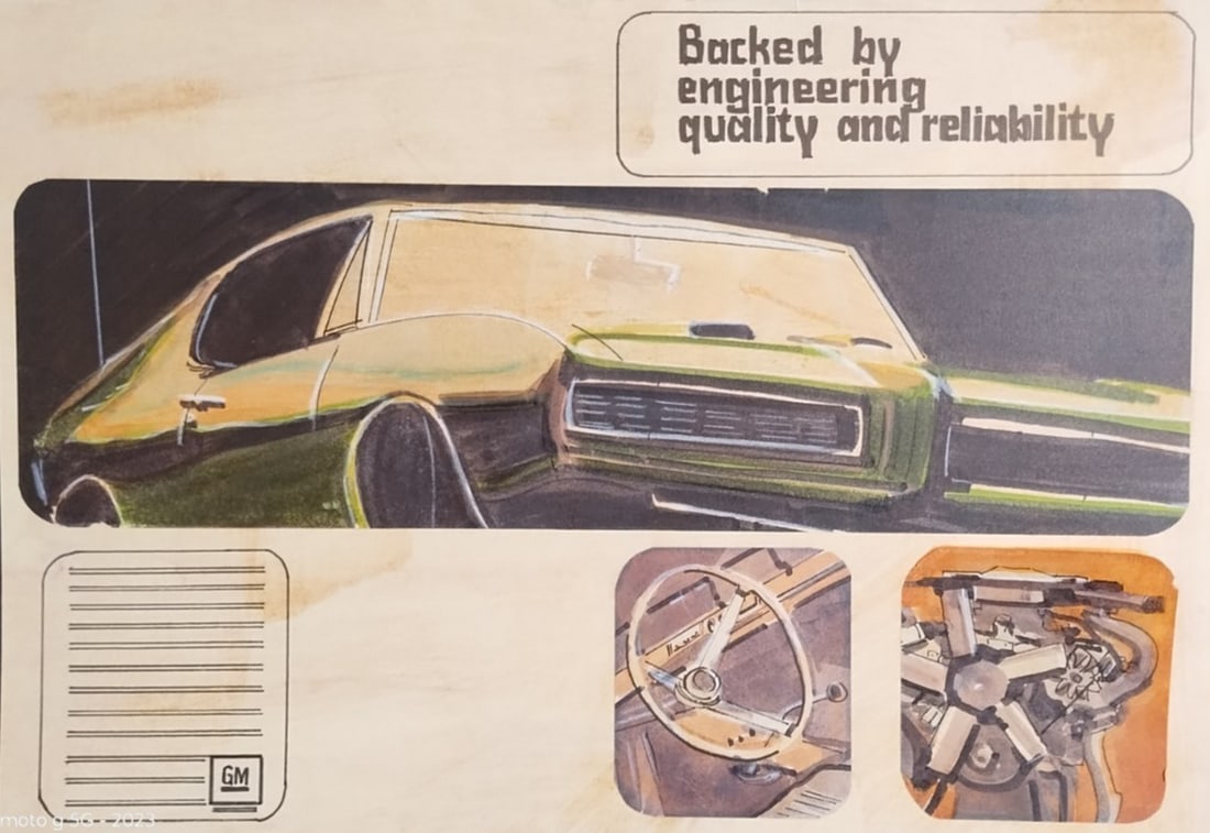 Original 1968 GTO watercolor ad illustration on artist board (1 of 5)