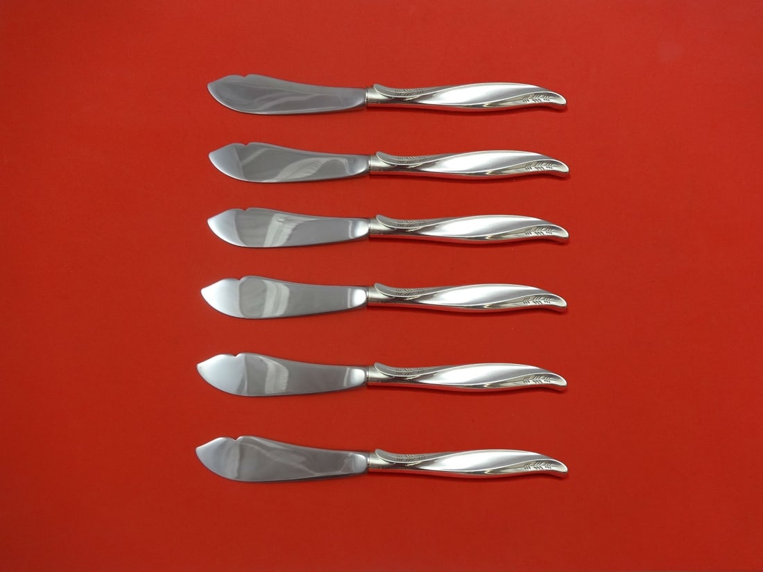 International Sterling Pine Spray 6pc Trout Knife Set 7.5 Custom: International Sterling Pine Spray 6pc Trout Knife Set 7.5 Custom This exquisite 6-piece trout knife set features the Pine Spray pattern by International Sterling. Crafted from sterling silver with hol
