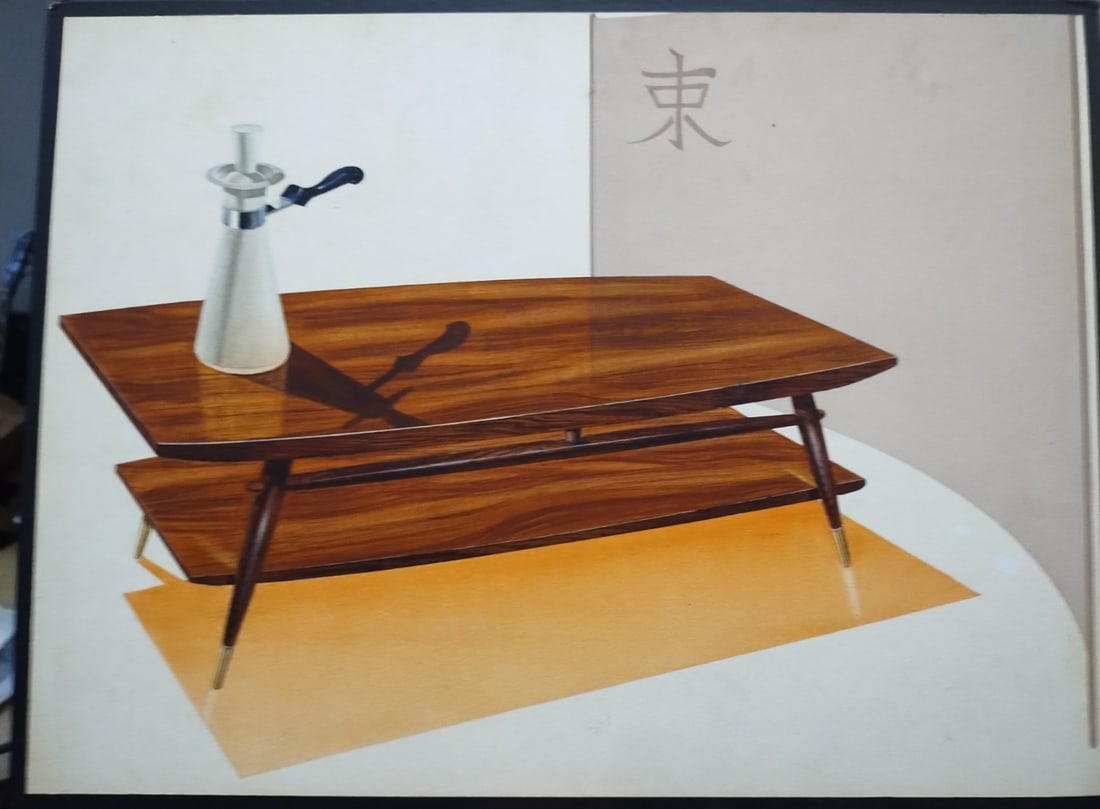 1953 Mid Century Modern watercolor illustration of Danish table (1 of 6)