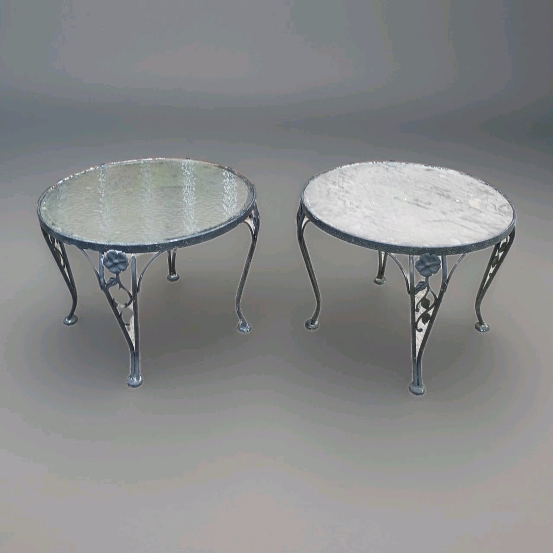 Pair of 2 Woodard Chantilly Rose wrought iron patio side tables (1 of 11)
