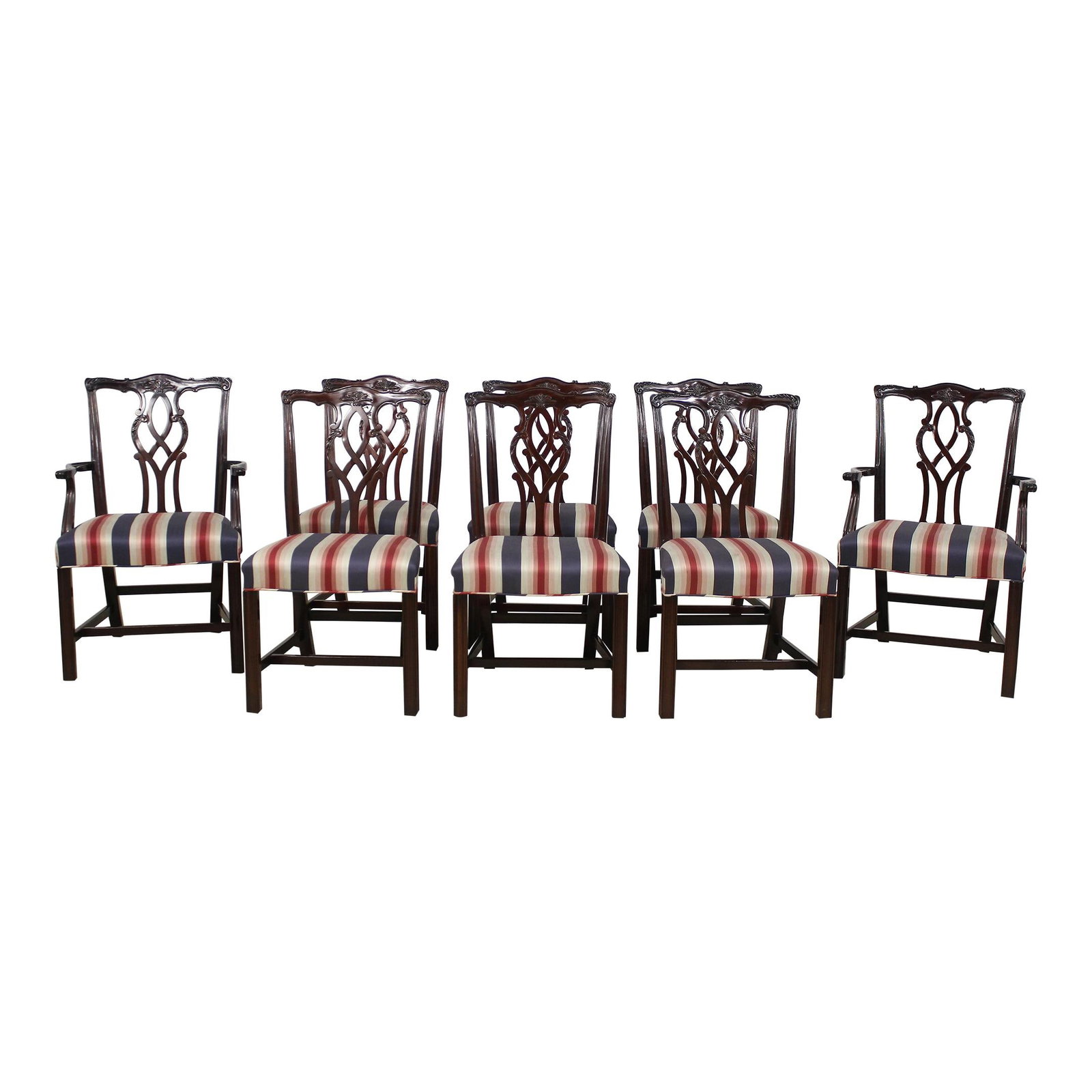 Set of 8 Kindel Oxford Mahogany Dining Chairs Chippendale Style (1 of 10)