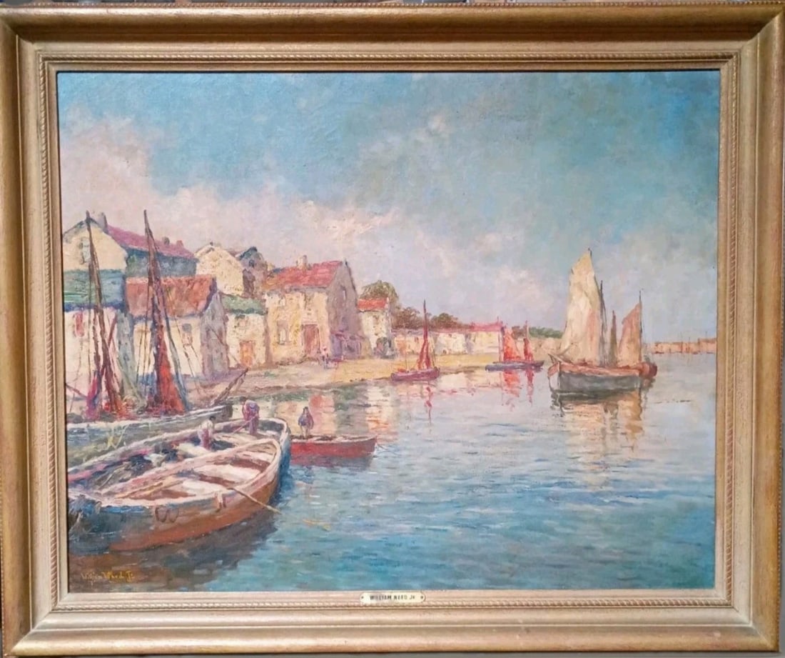 Original oil harbor painting by Cappy Amundsen William Ward Jr (1 of 9)