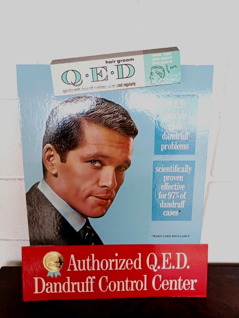 Q.E.D die cut cardboard barber display sign 23.5 x 18.25 (1 of 6)