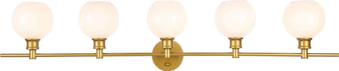 Elegant Lighting Collier Brass Frosted Glass Wall Lamp 5 Bulb: Elegant Lighting Collier Brass Frosted Glass Wall Lamp 5 Bulb Illuminate your space with this elegant Traditional Frosted Glass & Brass Wall Lamp. Featuring a sophisticated brass finish and frosted wh