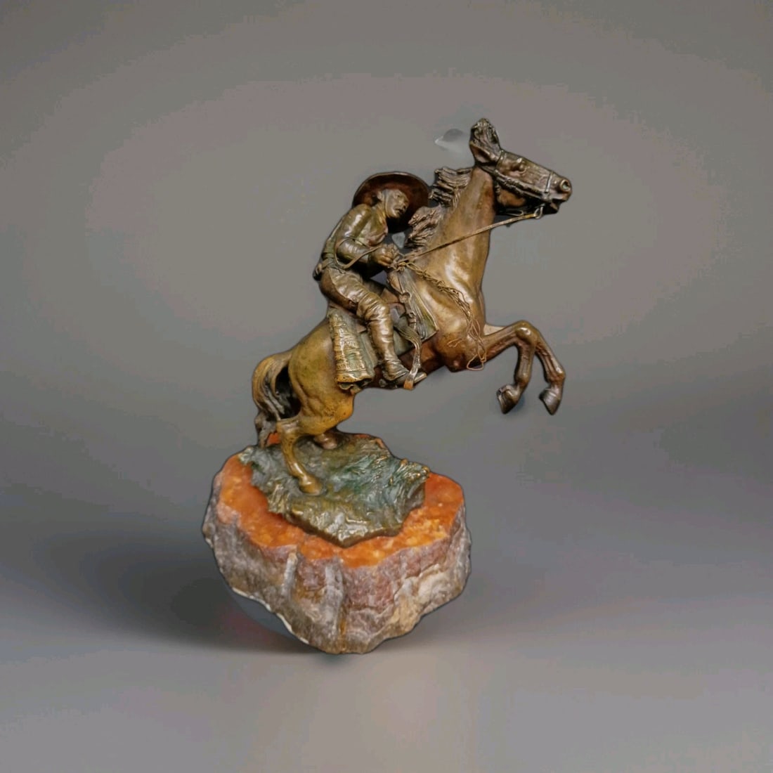 Carl Kauba Bronze Western Sculpture Bronco Buster Austria 9 in (1 of 18)