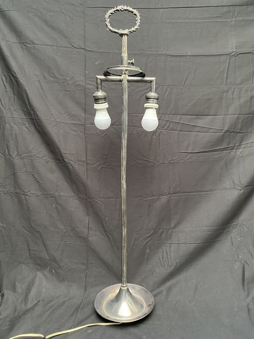 34 inch antique silver plated lamp signed Simon French (1 of 18)