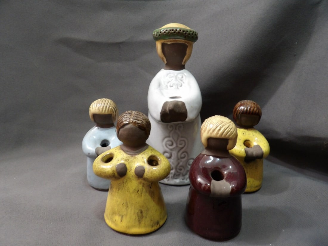 Set of 5 Jie Gantofta Mait Orn Swedish Pottery Bud Vases (1 of 6)