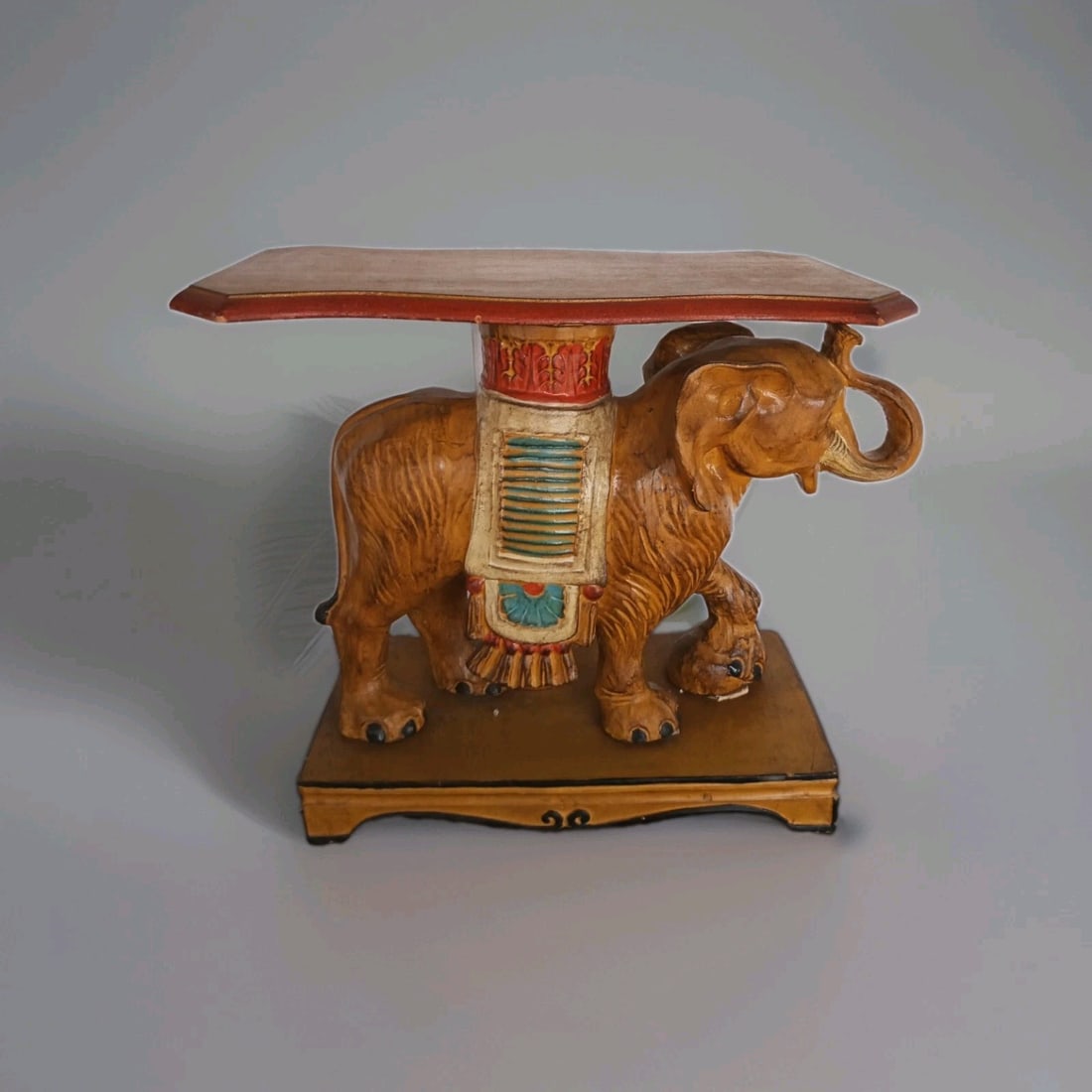 Figural Elephant Accent Table Cast Metal and Wood 22 x 18 x12" (1 of 12)