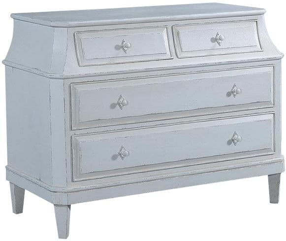 Rosalind White Chest of Drawers 35H 47W 20D: Rosalind White Chest of Drawers 35H 47W 20D This Charming Antique Styled White Rosalind Chest combines elegant design with practical storage. Crafted from solid wood, this chest features dovetail draw