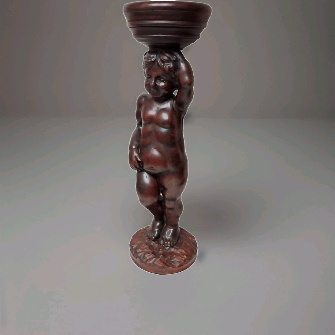 24 Antique Carved Wood Putti Cherub Sculpture Stand Fragment: 24 Antique Carved Wood Putti Cherub Sculpture Stand Fragment Antique 19th century Italian putti cherub fragment sculpture, hand carved in wood and later converted to a stand. This decorative piece fea