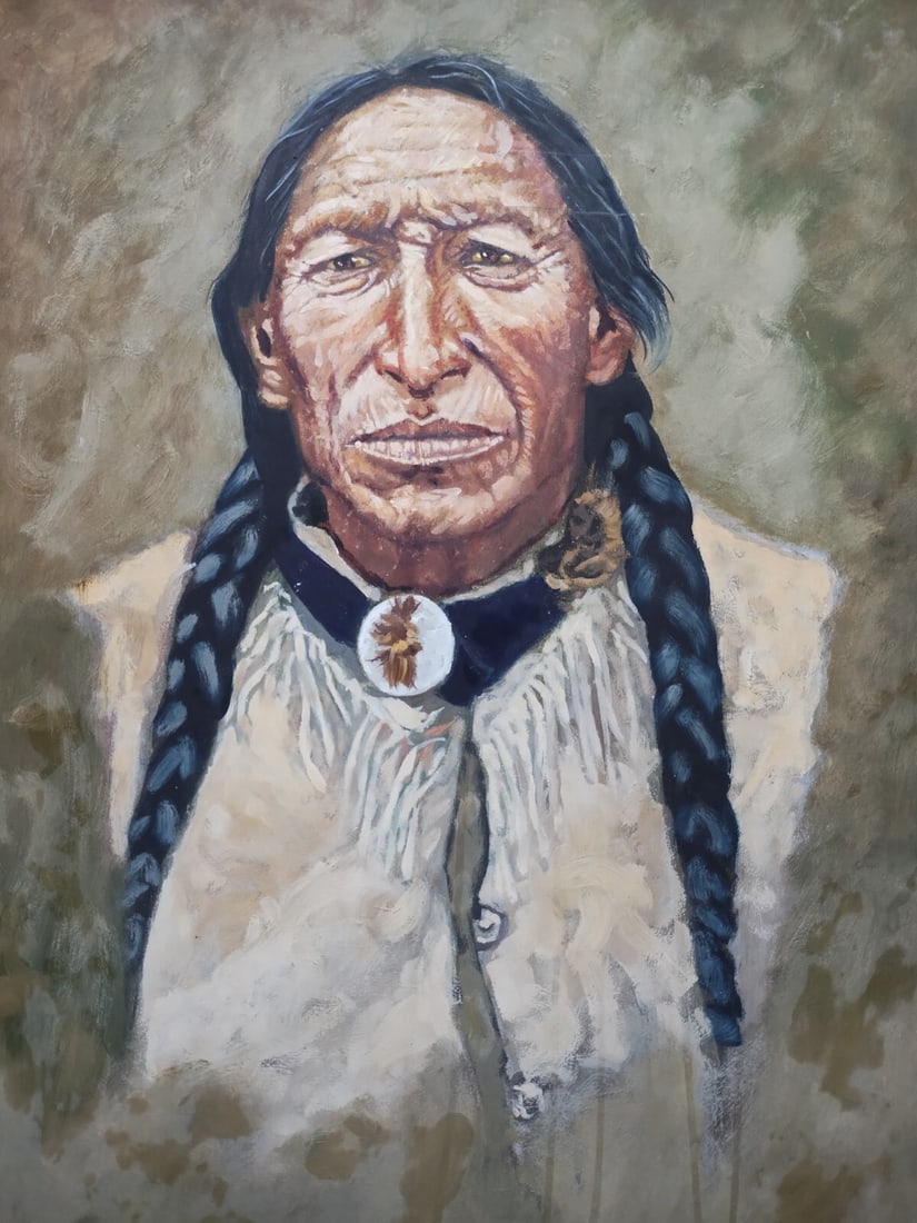 15x20 Native American Oil Portrait on Illustration Board Big Sur Gallery (1 of 13)