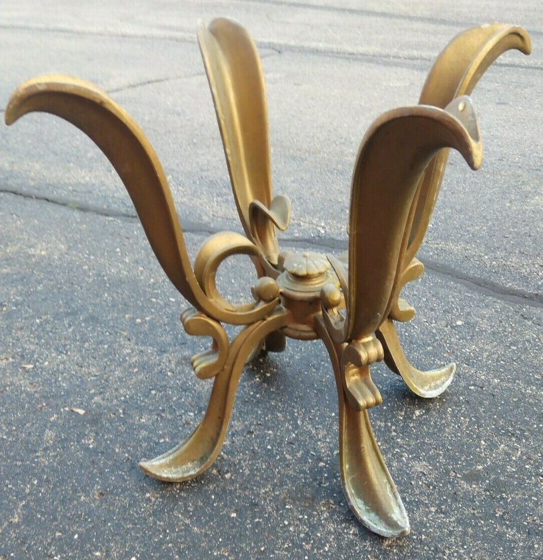 Vintage figural flower patio table base metal gold tone (1 of 8)