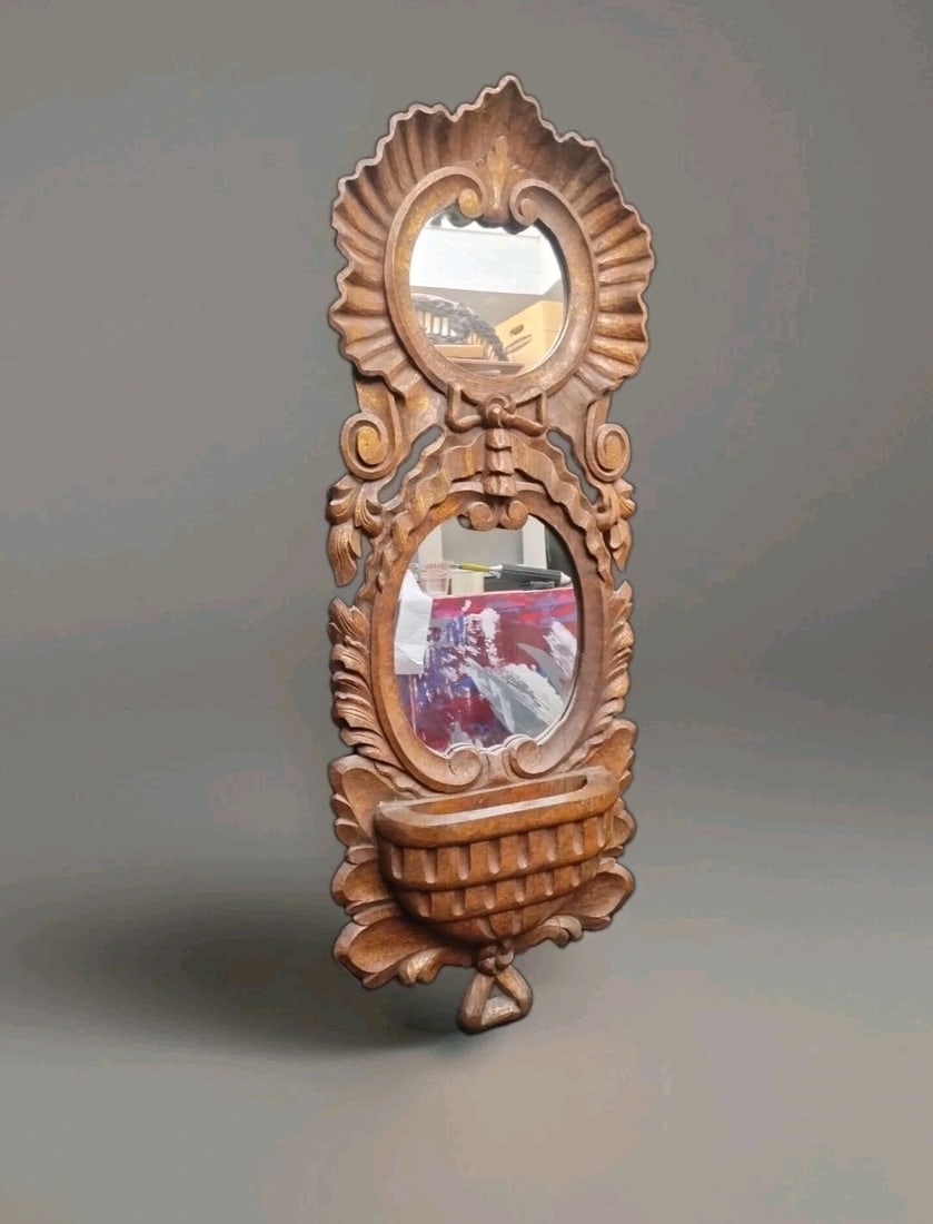 Chapman Italian Gilt Wood Double Oval Wall Mirror 47x17 Hollywood Regency (1 of 12)