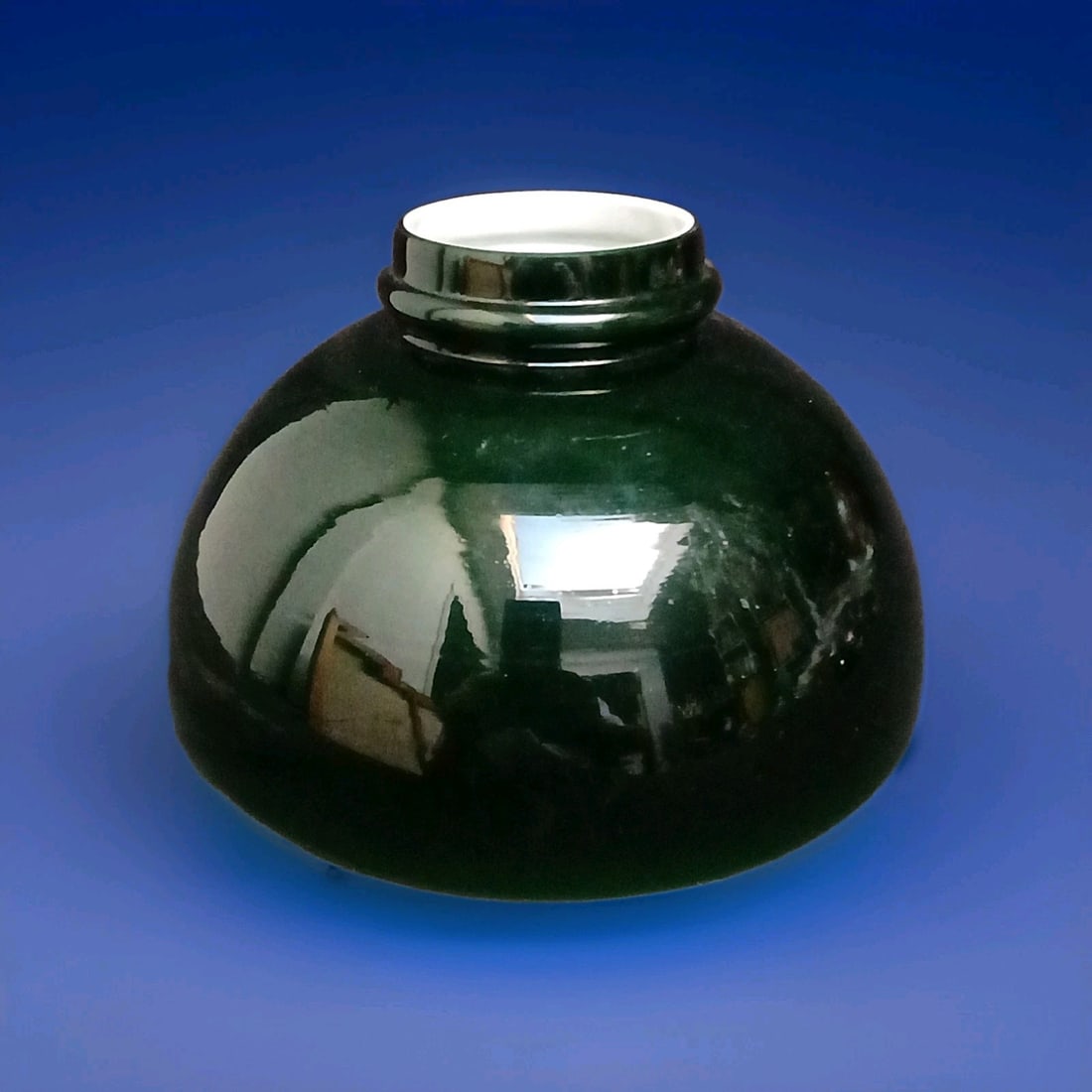 10 Inch Dark Green Cased Glass Student Lamp Shade for Kerosene Oil Lamp (1 of 10)