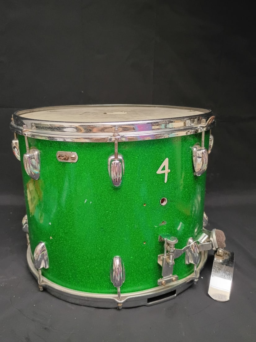1958 Slingerland Green Sparkle Marching Snare Drum 12 x 15 (1 of 18)