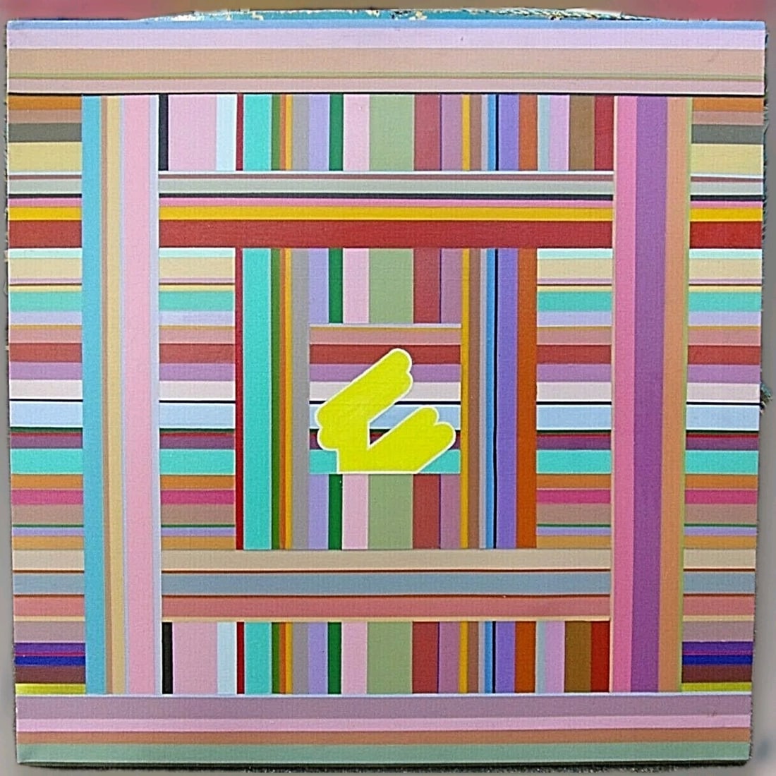 1971 Jonathon Waite Abstract Oil Painting Lemon Melba Framed 30 x 30 (1 of 6)