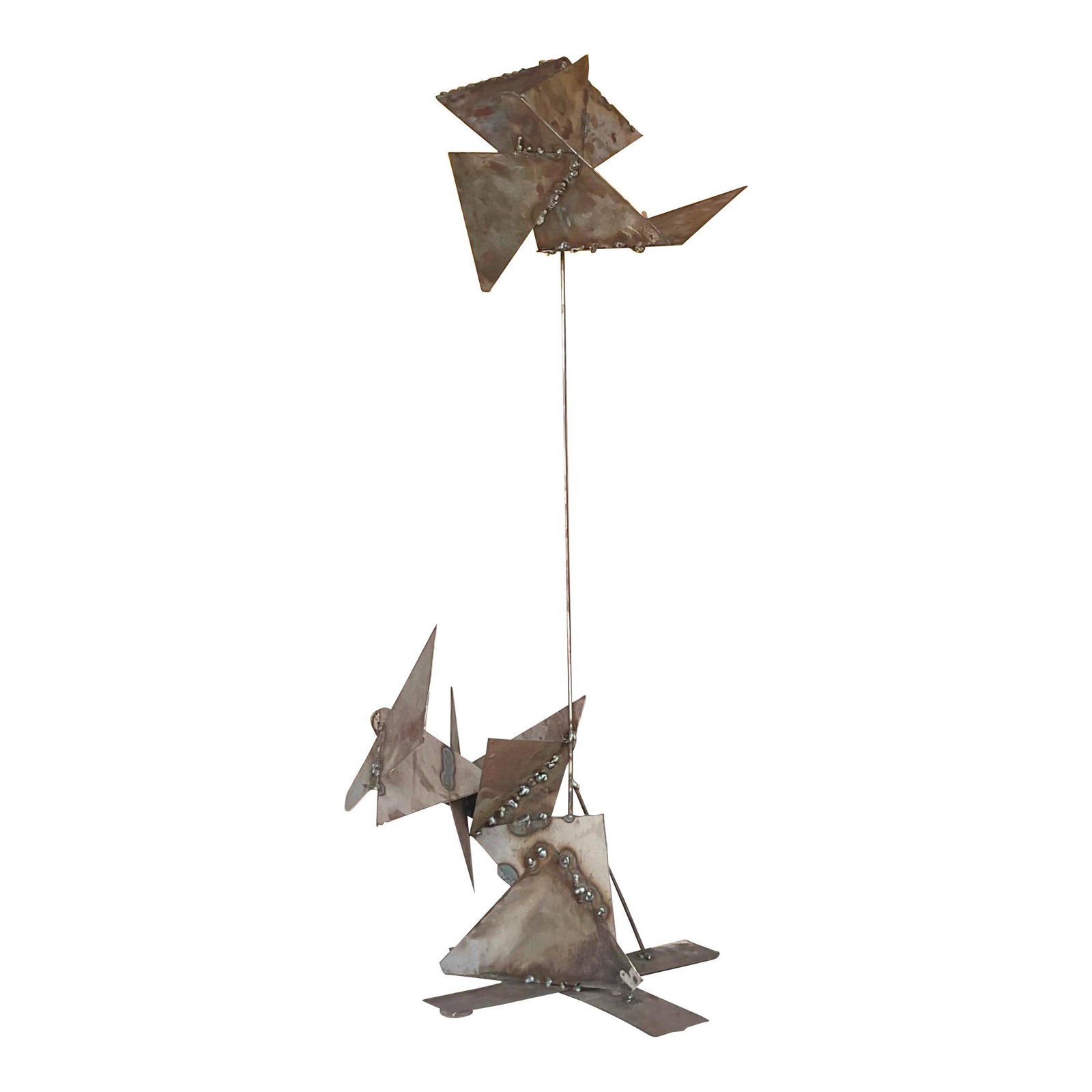 Chic Kinetic Abstract Steel Sculpture 49.25 in Greige (1 of 7)
