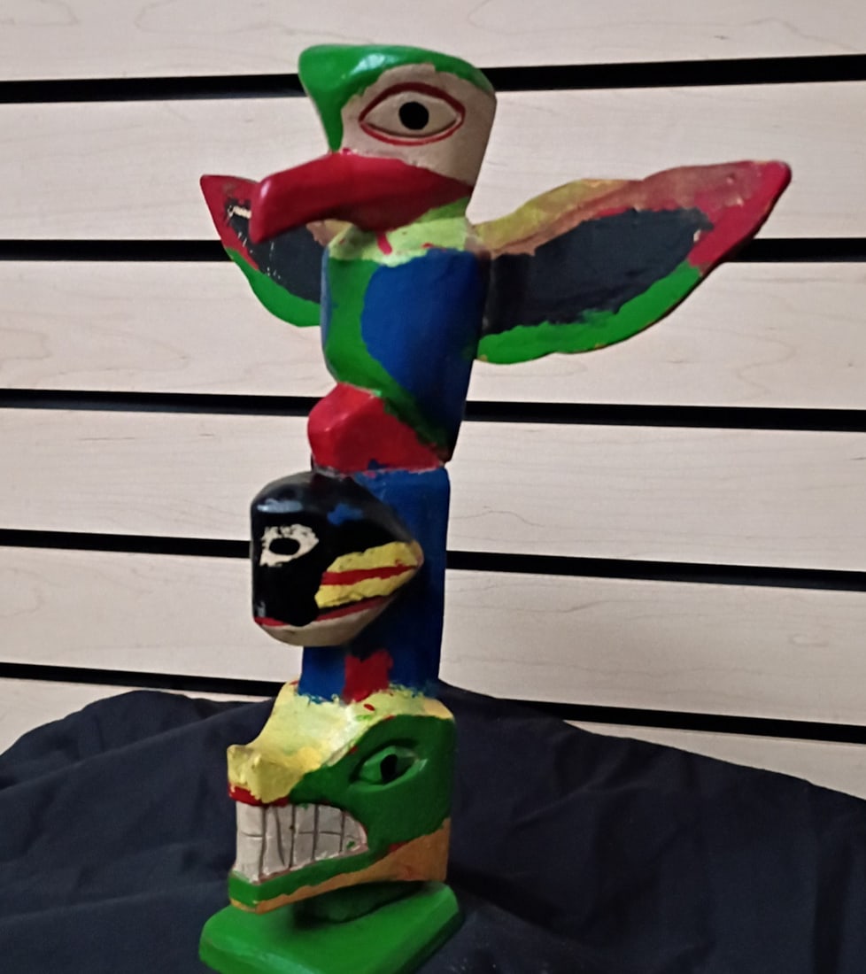 Hand Carved Tlinget Northwest Coast Wooden Totem (1 of 6)