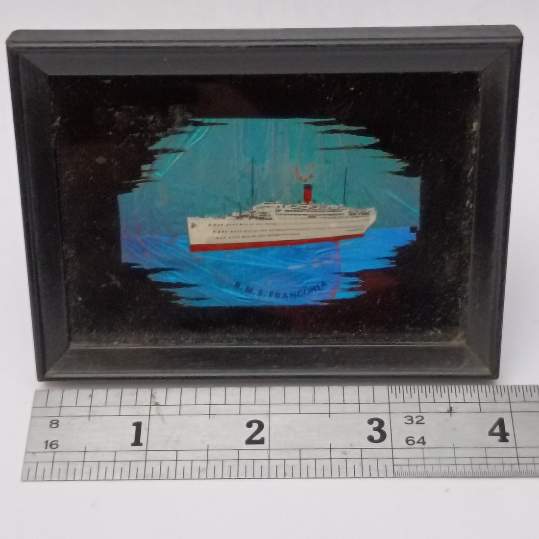 Art Deco Butterfly Wing Miniature Picture RMS Franconia Ebonized Frame (1 of 9)