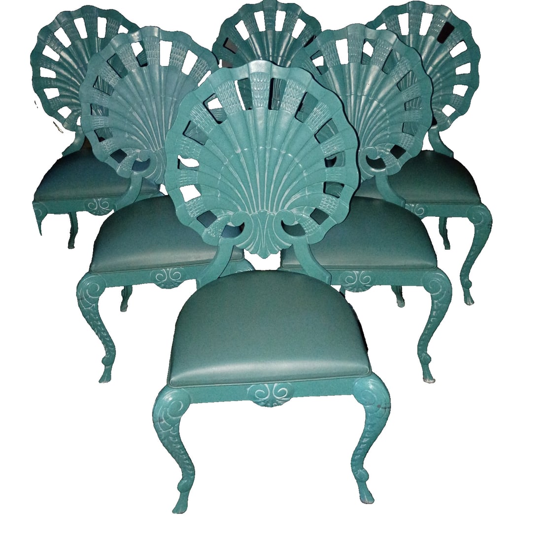 6 Tropitone Grotto Aluminum Indoor Outdoor Chairs Turquoise (1 of 8)