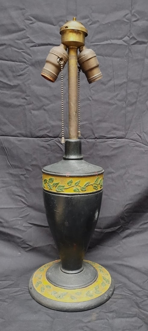 Victorian hand carved wood parlor lamp with original paint 22.5 inches (1 of 5)