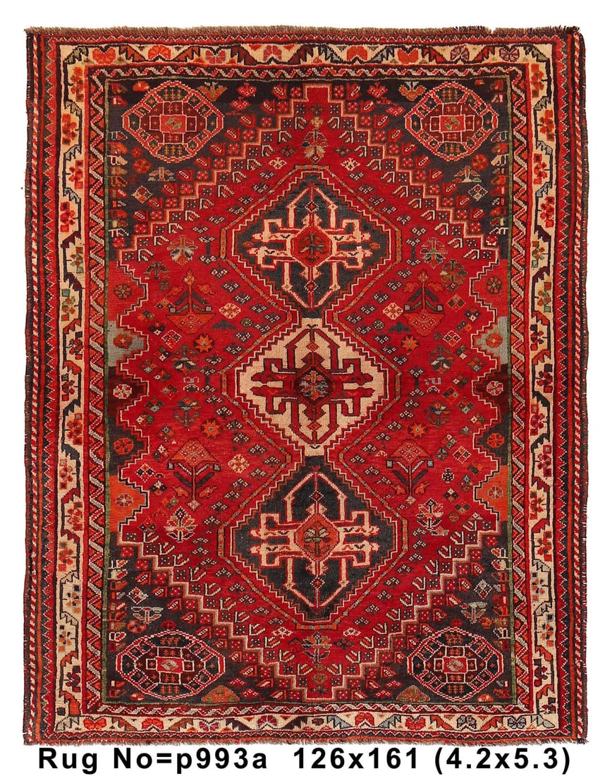 Authentic 4.2 x 5.3 Persian Village Tribal Wool Handmade Rug (1 of 7)