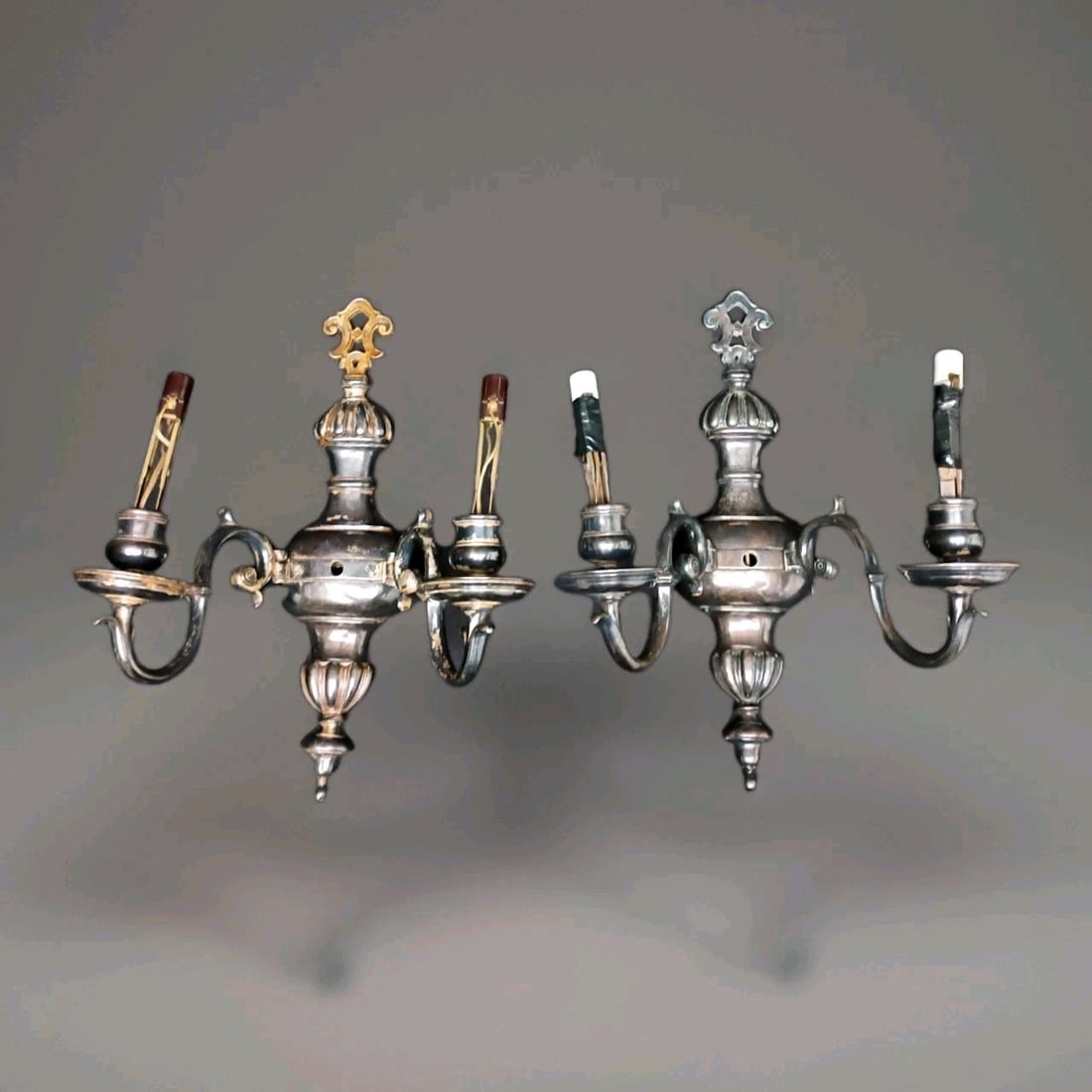 Pair of 15 inch Georgian wall sconces by E.F. Caldwell silver plate (1 of 17)