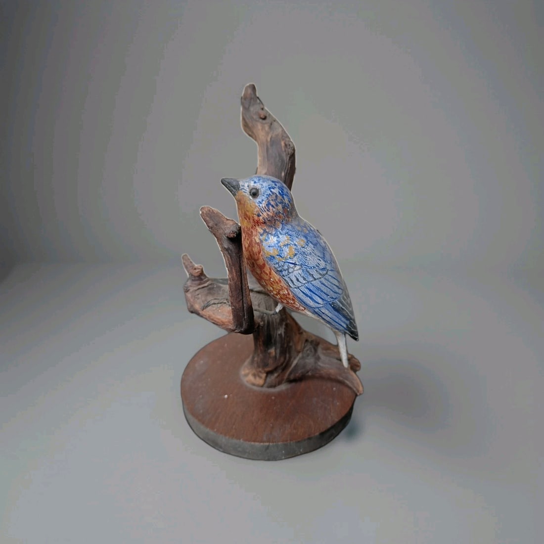 Hand Carved Wooden Bluebird Sculpture Signed Ben and Mildred Lodge (1 of 12)