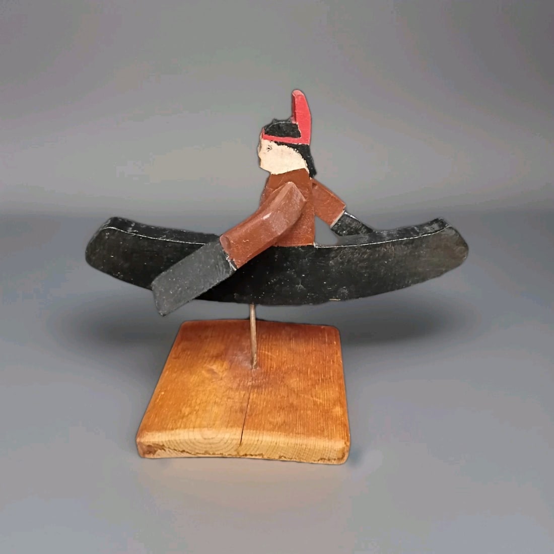 Antique Carved Wood and Tin Native American Canoe Whirligig (1 of 15)