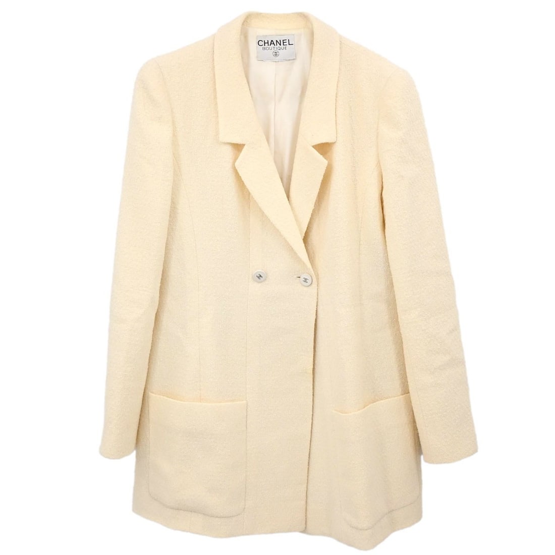 CHANEL Off White Double Breasted Mid Length Wool Jacket (1 of 15)