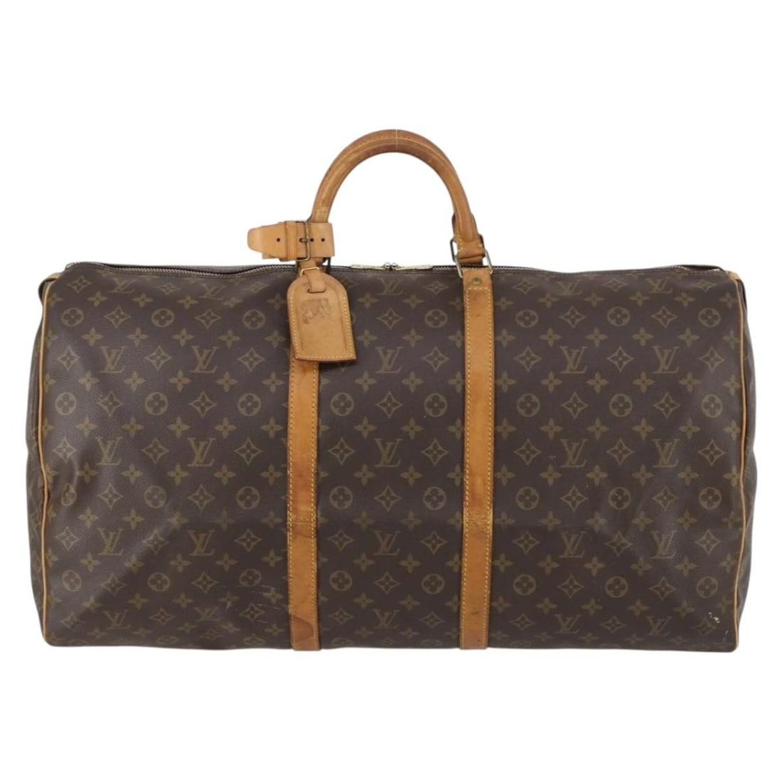 Unisex Louis Vuitton Monogram Canvas Keepall Travel Bag 60cm: Unisex Louis Vuitton Monogram Canvas Keepall Travel Bag 60cm This Louis Vuitton Keepall Bag features the classic monogram canvas in a unisex design. The bag shows signs of wear consistent with fair co