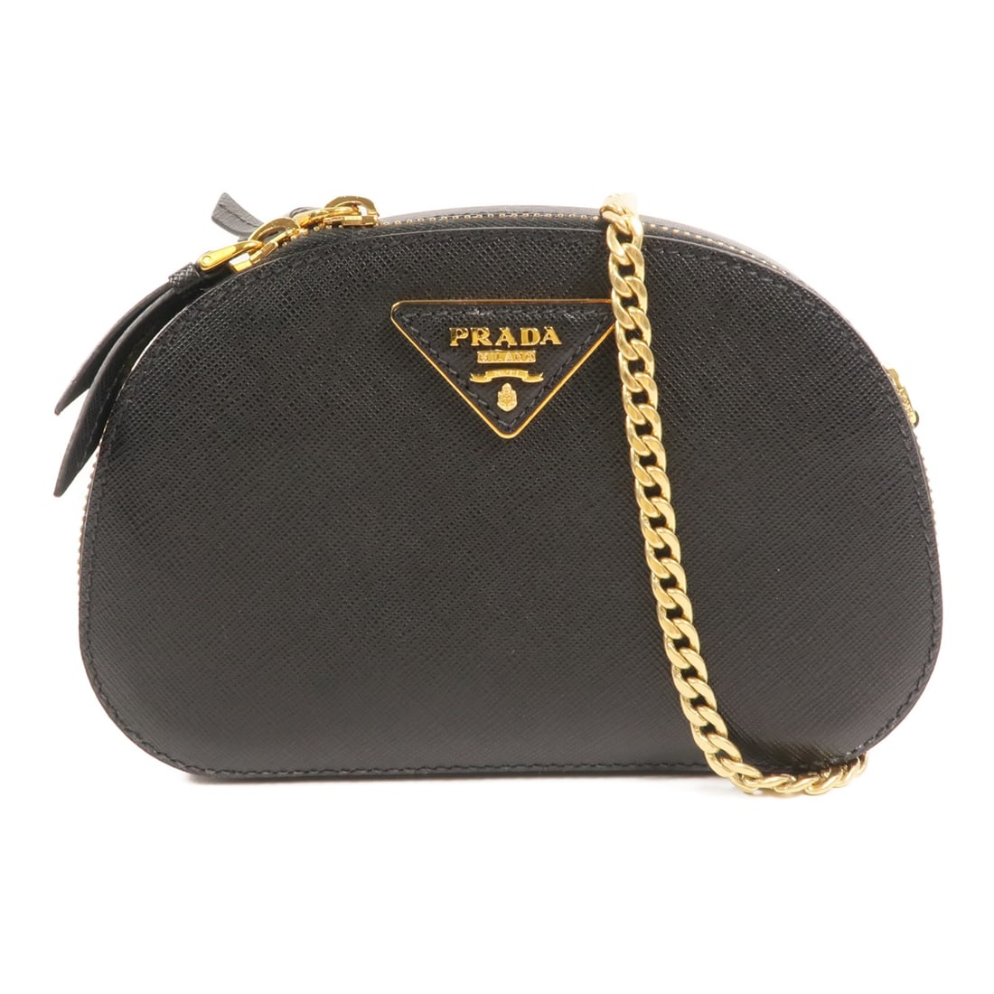 PRADA 1BL023 black calfskin waist bag with gold tone hardware: PRADA 1BL023 black calfskin waist bag with gold tone hardware Prada waist bag/body bag in black calfskin leather, model 1BL023, made in Italy. It features a regular size design with a black frame colo