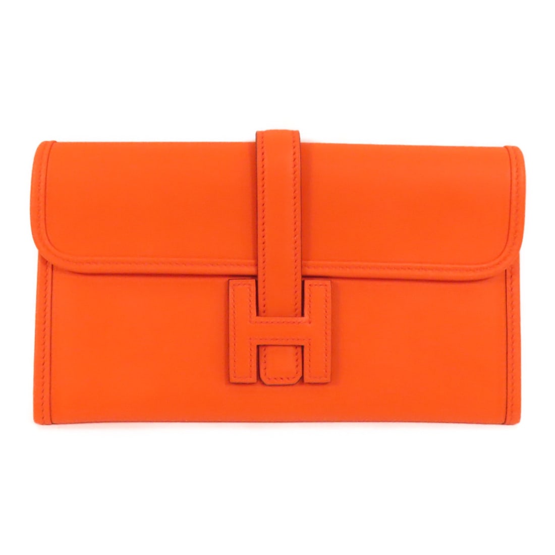 HERMES Jige Duo Swift Leather Clutch Orange Poppy (1 of 16)