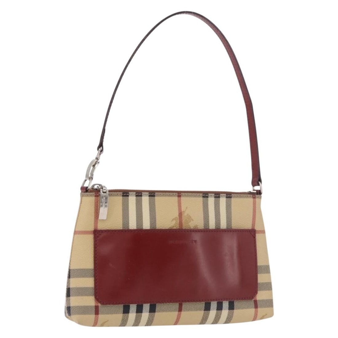 Burberry Nova Check PVC Leather Pouch Beige Silver Italy: Burberry Nova Check PVC Leather Pouch Beige Silver Italy Burberry Nova Check pouch in beige and silver PVC leather. This women's pouch is made in Italy and shows reasonable wear and tear consistent wi