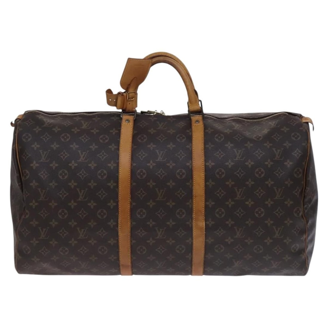Louis Vuitton Keepall Monogram Unisex Canvas Travel Bag Brown 60cm: Louis Vuitton Keepall Monogram Unisex Canvas Travel Bag Brown 60cm This Louis Vuitton Keepall Bag features the iconic Monogram Canvas in a brown colorway. Designed for unisex use, it showcases a spaci