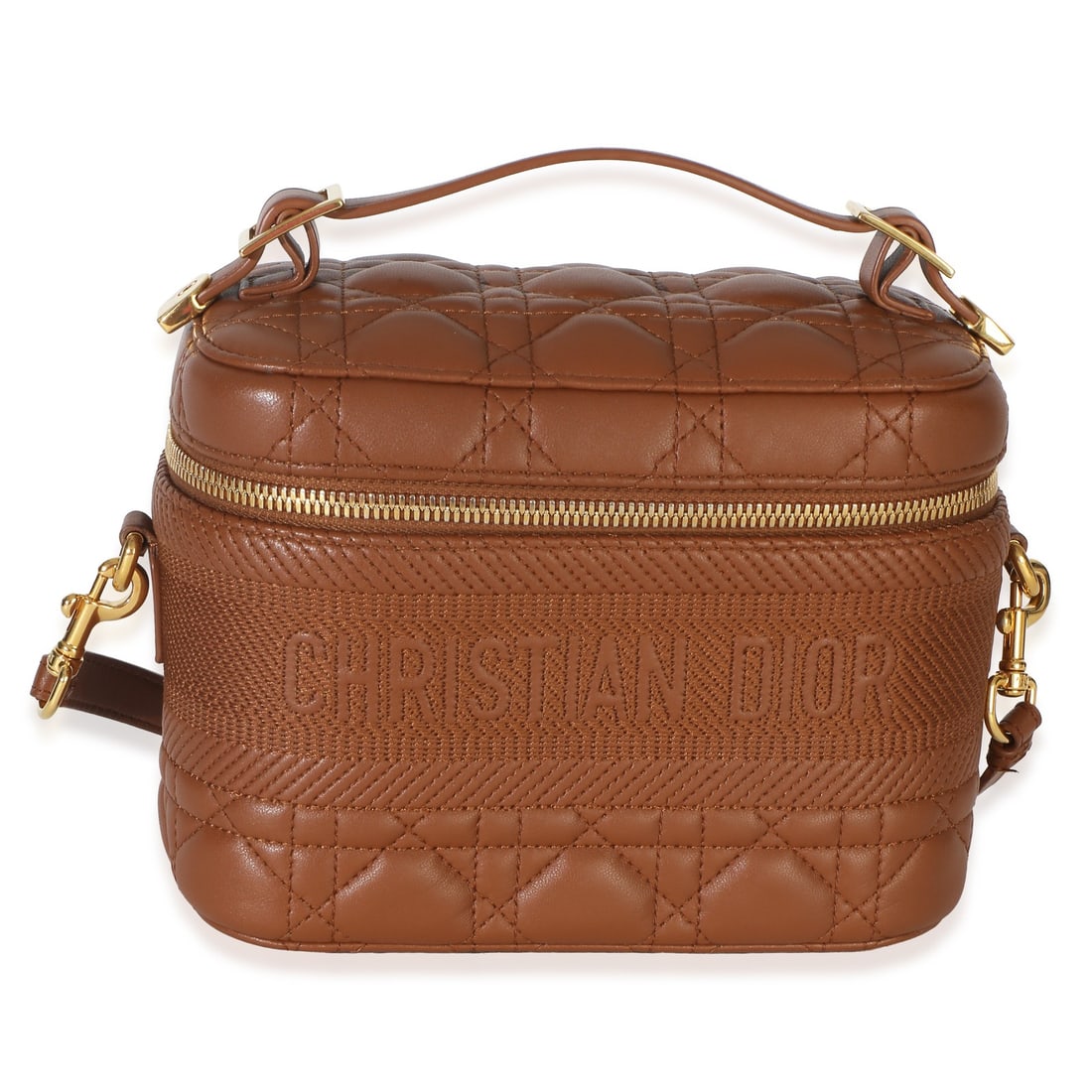 Christian Dior Small DiorTravel Vanity Brown Lambskin Cannage Bag (1 of 9)