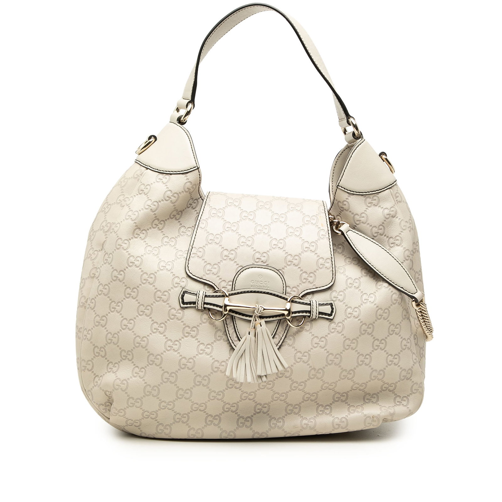 Gucci Emily Medium Guccissima Leather Flap Satchel White (1 of 7)