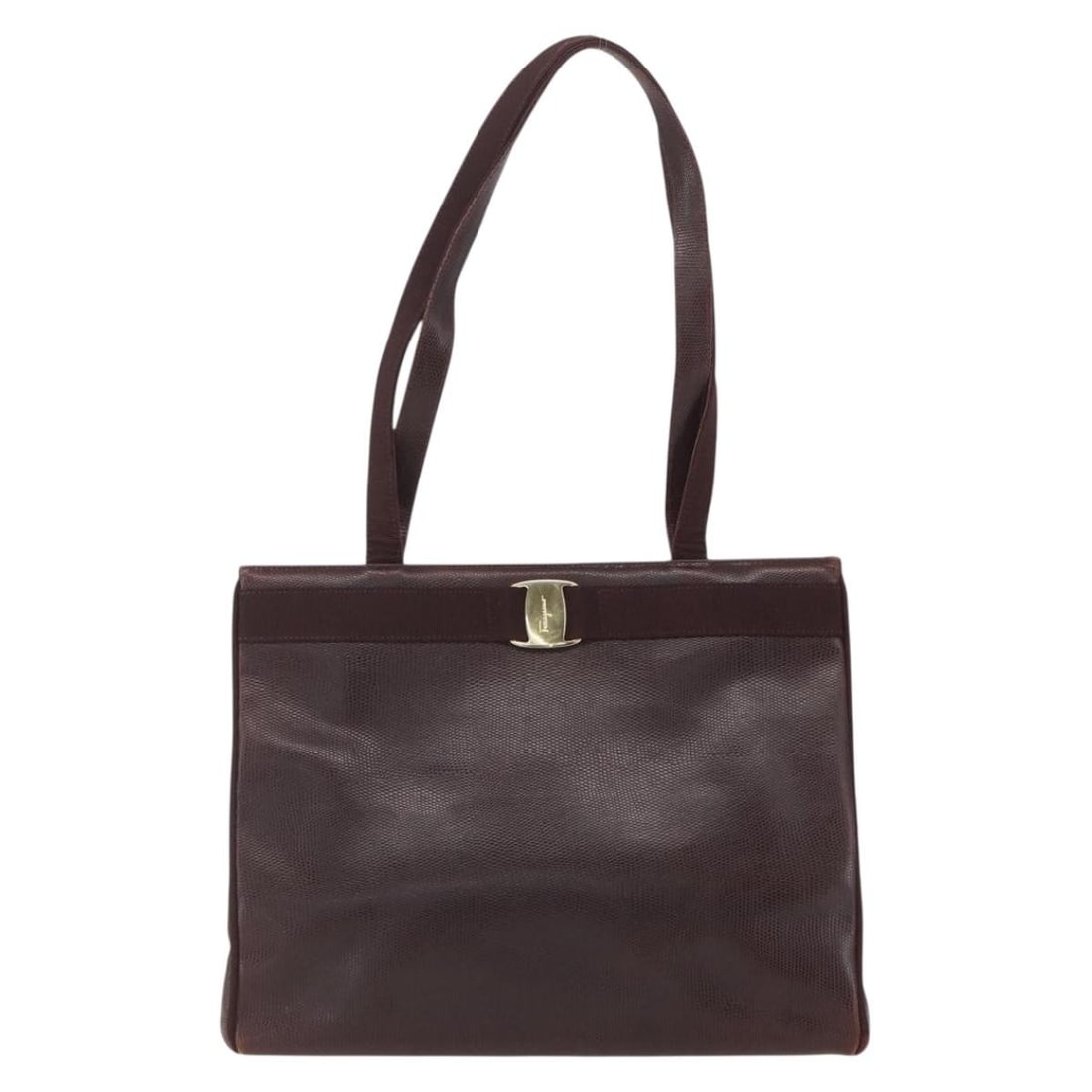 Leather Brown Vala Tote by Salvatore Ferragamo 35cm x 27cm x 8cm: Leather Brown Vala Tote by Salvatore Ferragamo 35cm x 27cm x 8cm Salvatore Ferragamo Vala tote handbag crafted from brown leather. This women's tote features a structured design with signs of wear inc