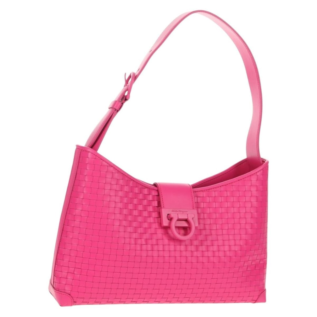 Salvatore Ferragamo Gancini Pink Leather Shoulder Bag Silver Tone: Salvatore Ferragamo Gancini Pink Leather Shoulder Bag Silver Tone Salvatore Ferragamo Gancini shoulder bag in pink leather with silver-tone accents. Made in Italy, this women's bag includes a dust bag