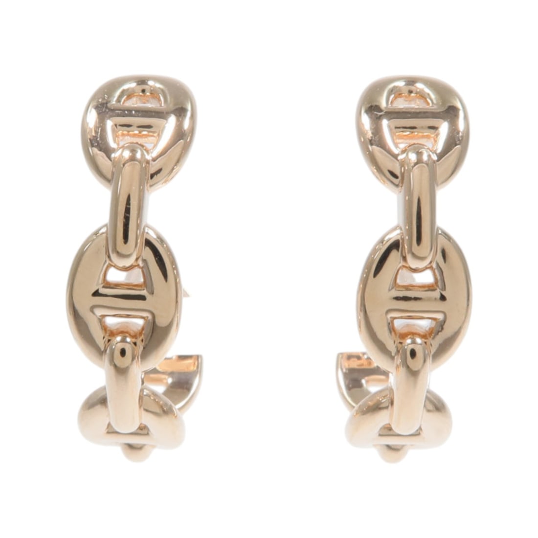 Hermes Chaine dAcre Enchainee Pierced Earrings 18K Rose Gold (1 of 8)
