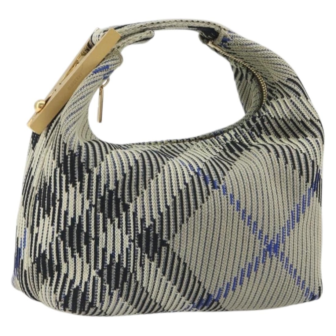 BURBERRY Mini Peg Cotton Hand Bag Light Blue Gold Tone (1 of 18)